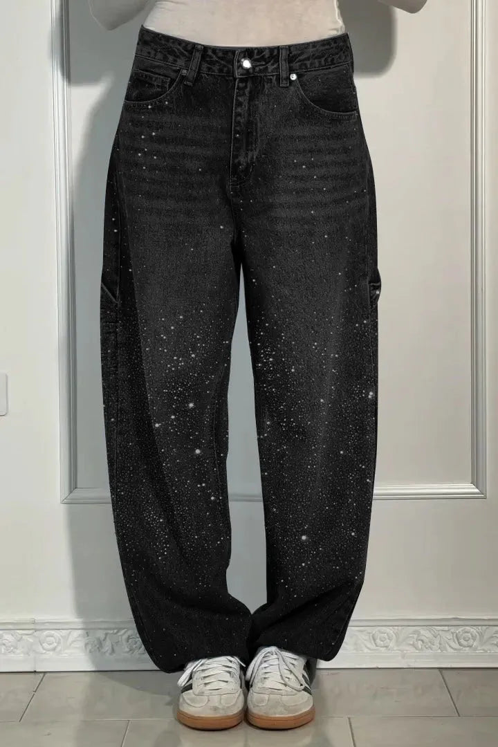 Women's Casual Jeans Trousers with Glitter - 50% Off