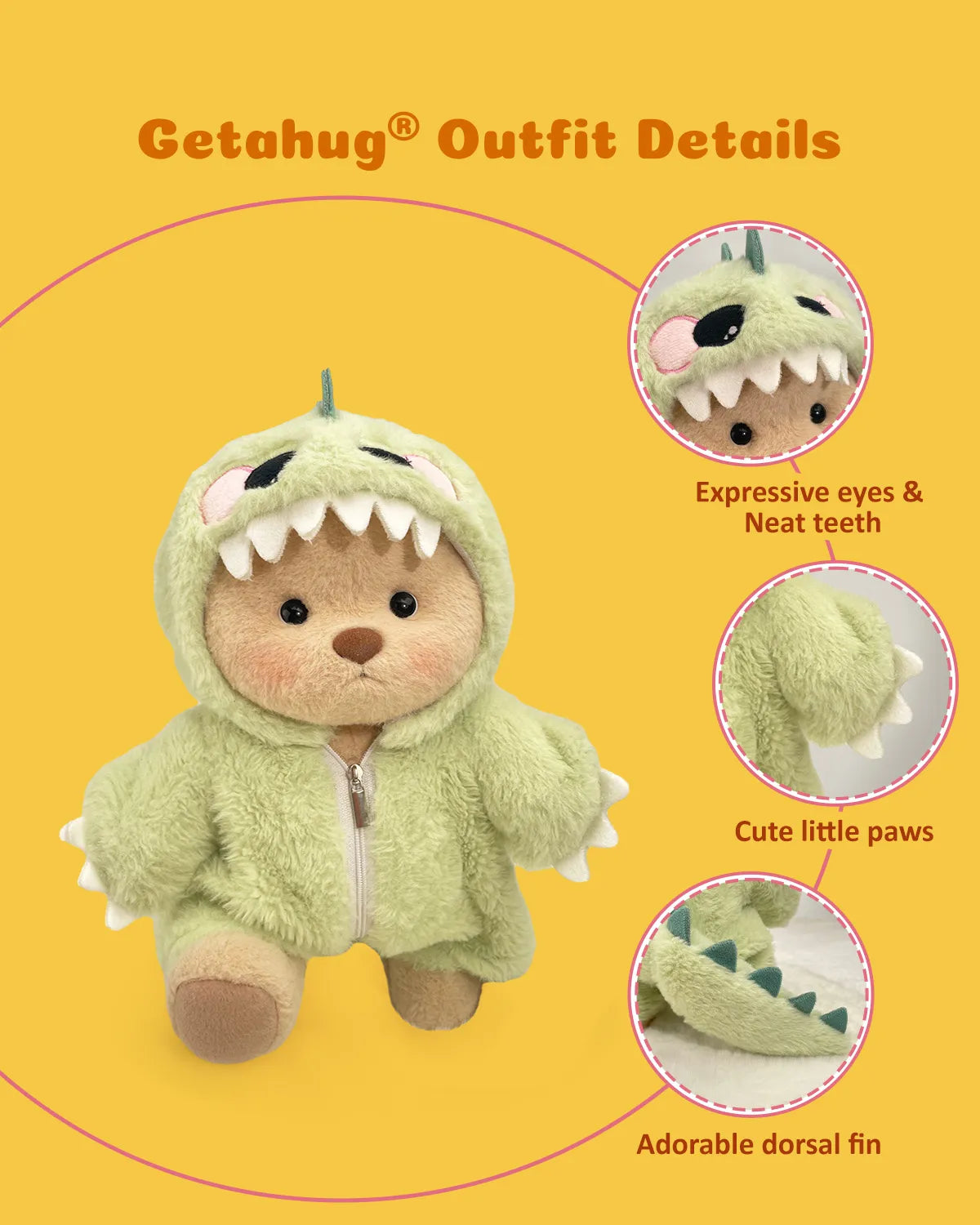Furry Dino Bear | Handmade Jointed Teddy Bear Gift