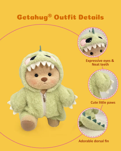 Furry Dino Bear | Handmade Jointed Teddy Bear Gift